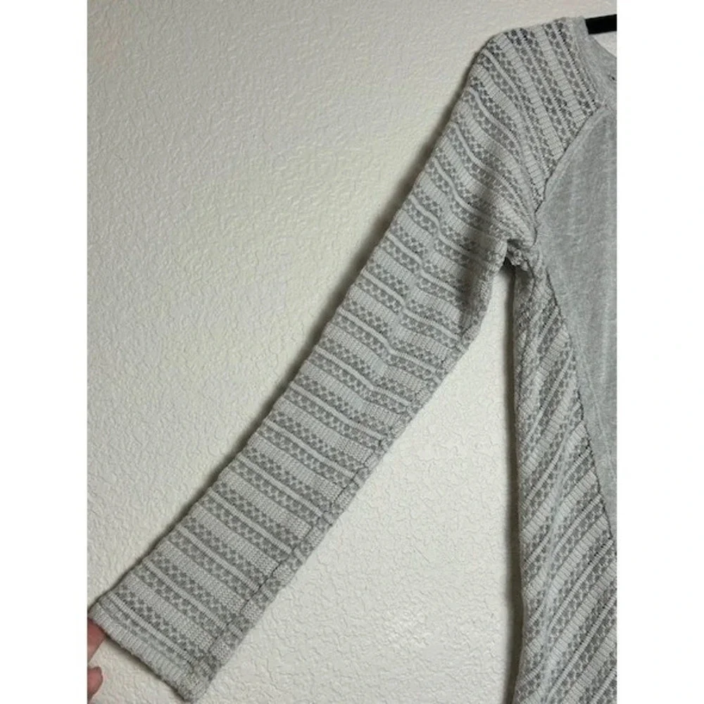 Xhilaration Womens S Gray Knit Sweater Lace Inset Lagenlook Raw Seams Semi-Sheer
